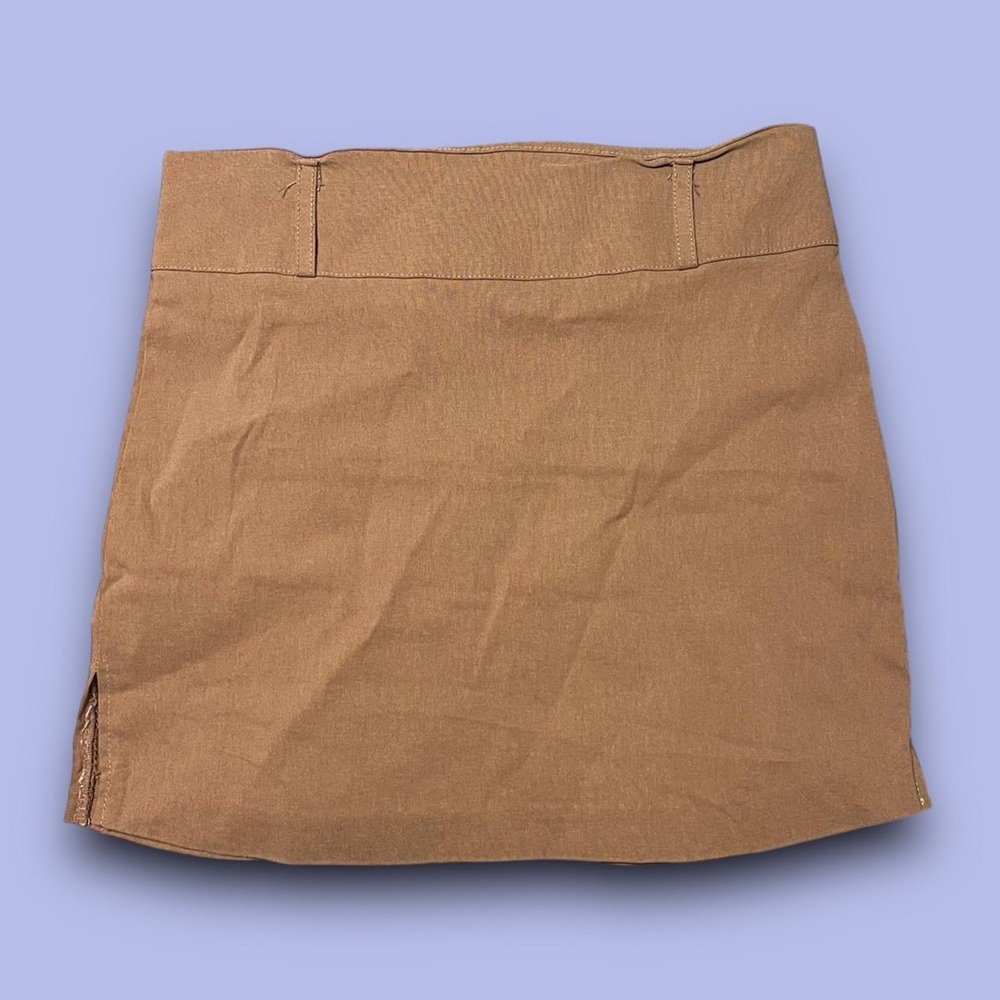 Y2K Tan Stretchy Mini Skirt Size XS Office Siren Downtown Girl XXI